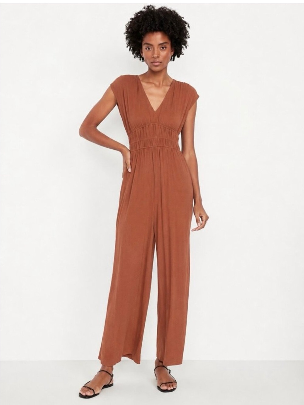 Old Navy Women’s Rust V Neck Wide-Leg Jumpsuit